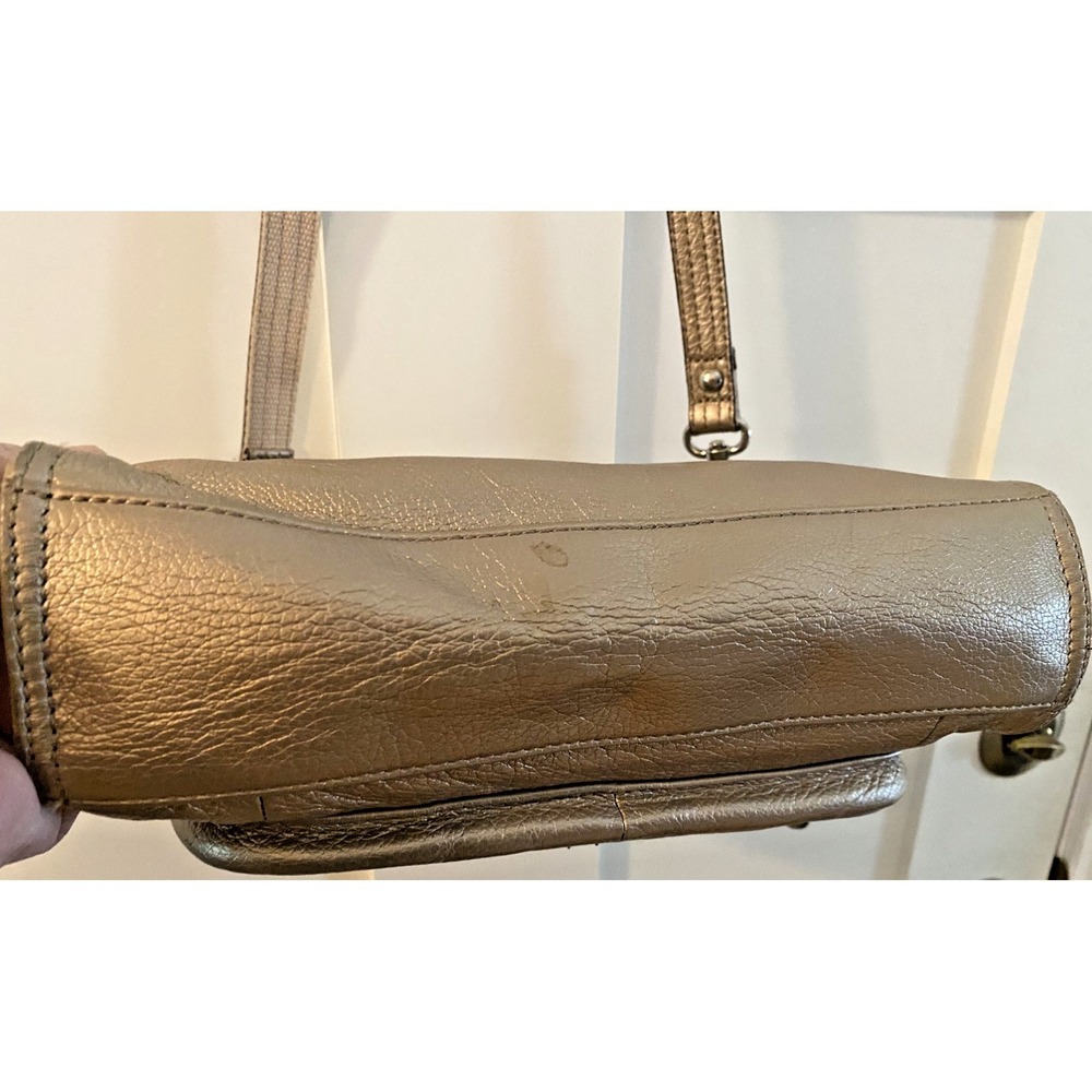 Tignanello Metallic Gold Pebbled Shoulder Bag Purse Leather NWOT - Picture 5 of 8